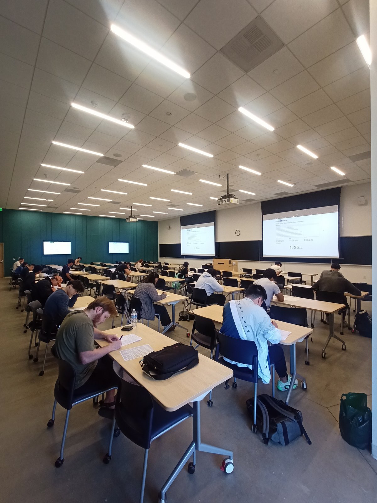 Students taking an exam in Malk Hall